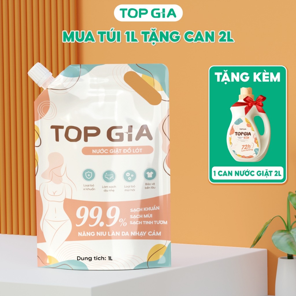 [MUA 1 NHẬN 2] Nước giặt quần lót TopGia loại bỏ sạch vi khuẩn mùi hôi khó chịu lưu giữ hương thơm Nano Bạc kháng khuẩn