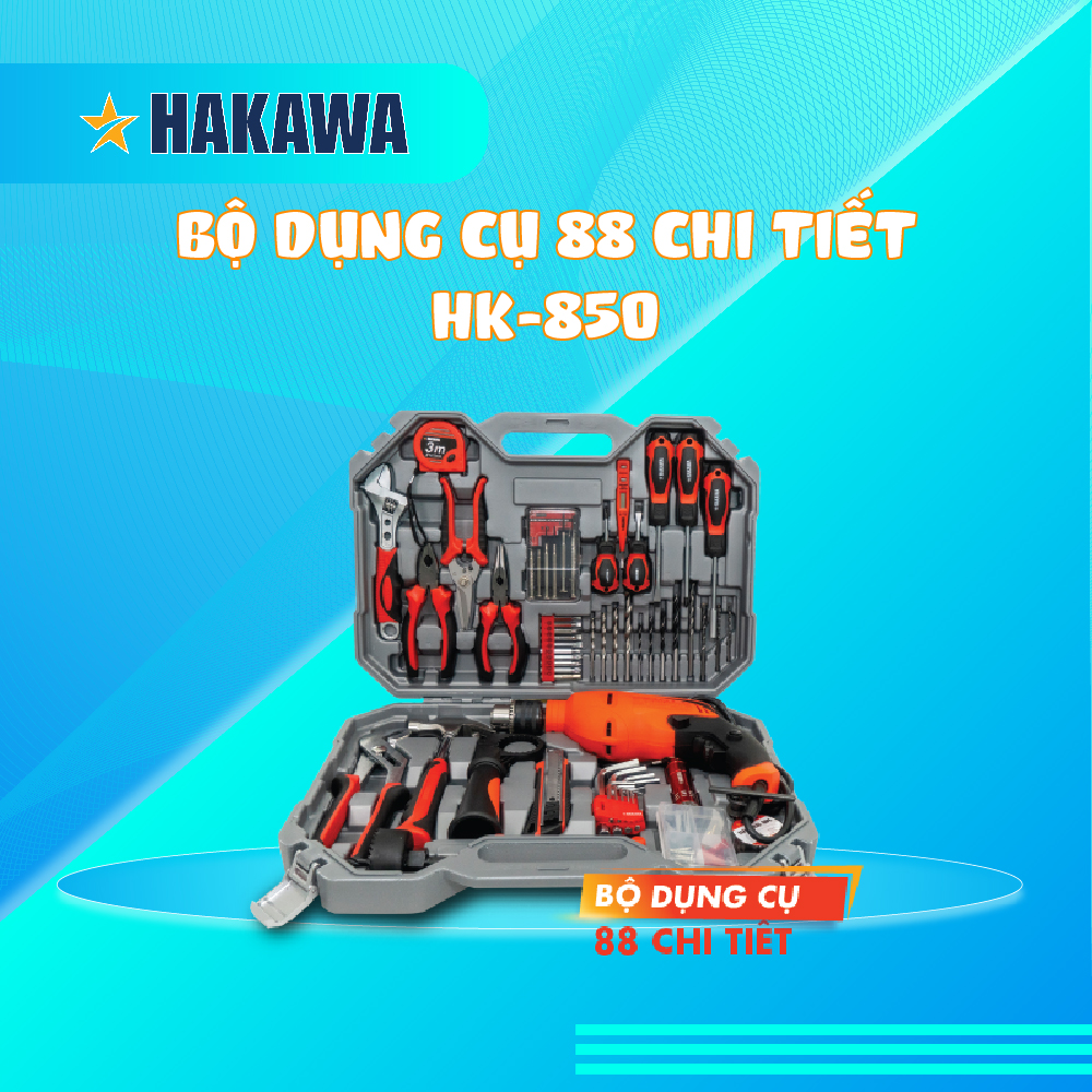 BỘ DỤNG CỤ MÁY KHOAN CẦM TAY HAKAWA HK-850 GỒM 88 CHI TIẾT SỬA CHỮA ĐA NĂNG  - HÀNG CHÍNH HÃNG - BẢO HÀNH 2 NĂM