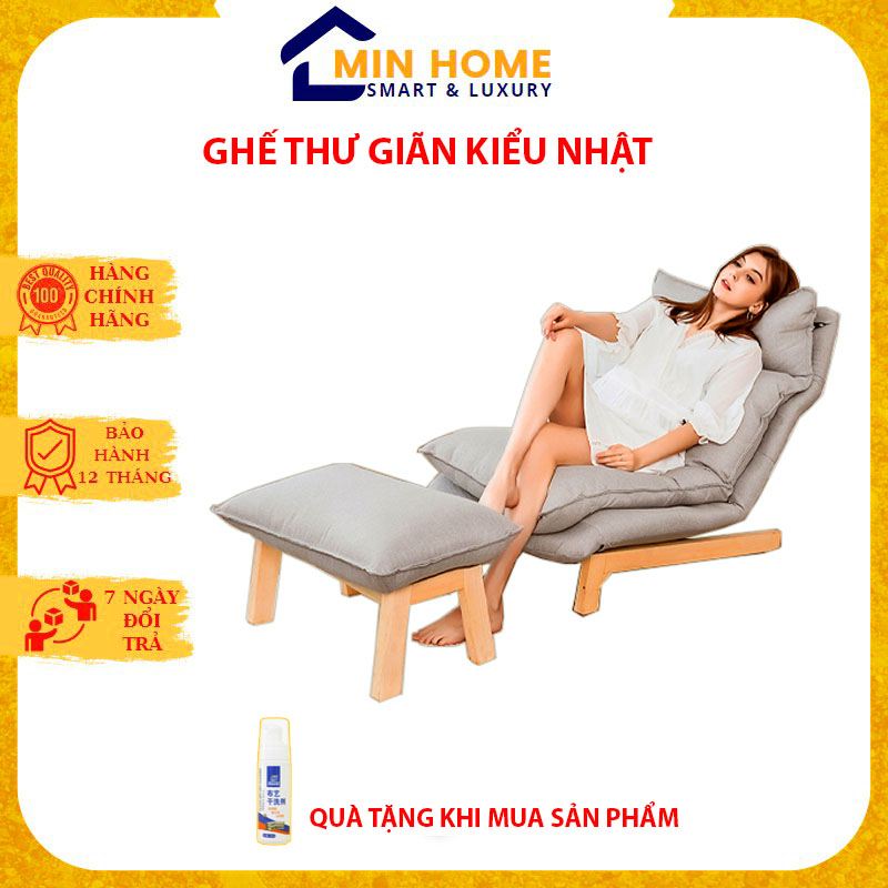 Ghế thư giãn kiểu nhật, ghế lười mẫu mới, ghế đọc sách tặng đôn