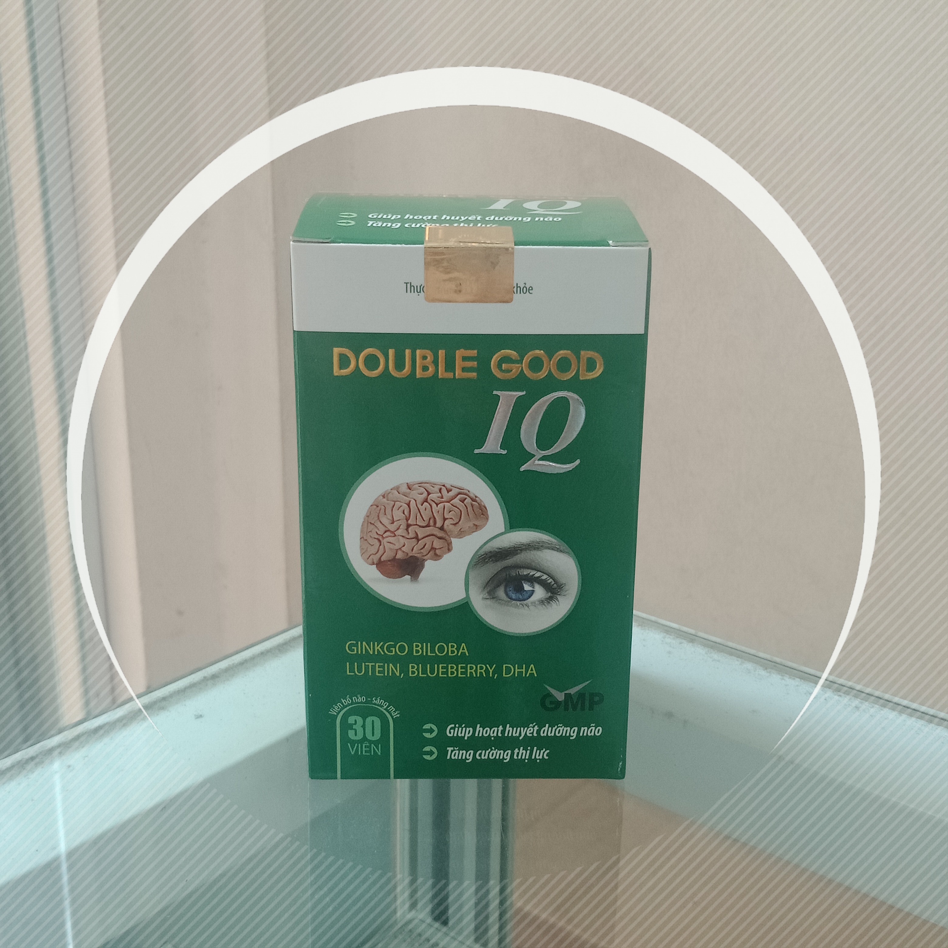 Giảm căng thẳng, tăng cường trí nhớ, bổ mắt, tăng thị lực, Viên uống DOUBLE GOOD IQ chứa ginko biloba, DHA, Lutein, lọ 30 viên
