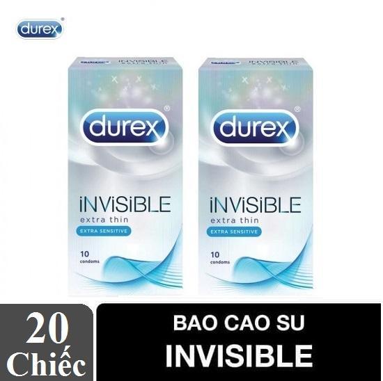 Bộ 2 hộp bao cao su siêu mỏng Durex INVISIBLE hộp 10c - thoải mái mà vẫn ôm khít vừa vặn
