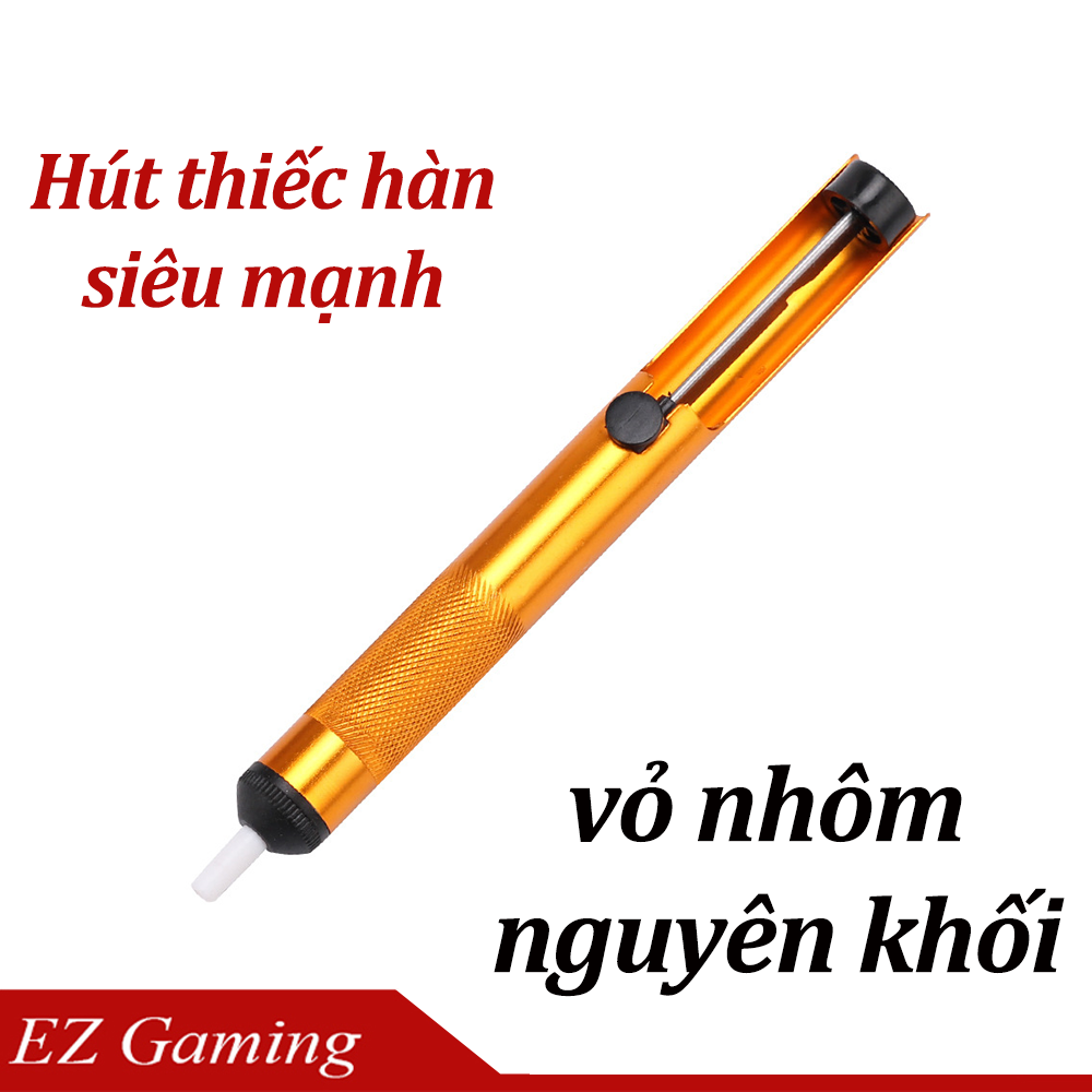 Dụng cụ ống hút thiếc, hút chì hàn nhôm nguyên khối, phiên bản cao cấp lực hút mạnh, nhỏ gọn dùng 1 tay tiện dụng.