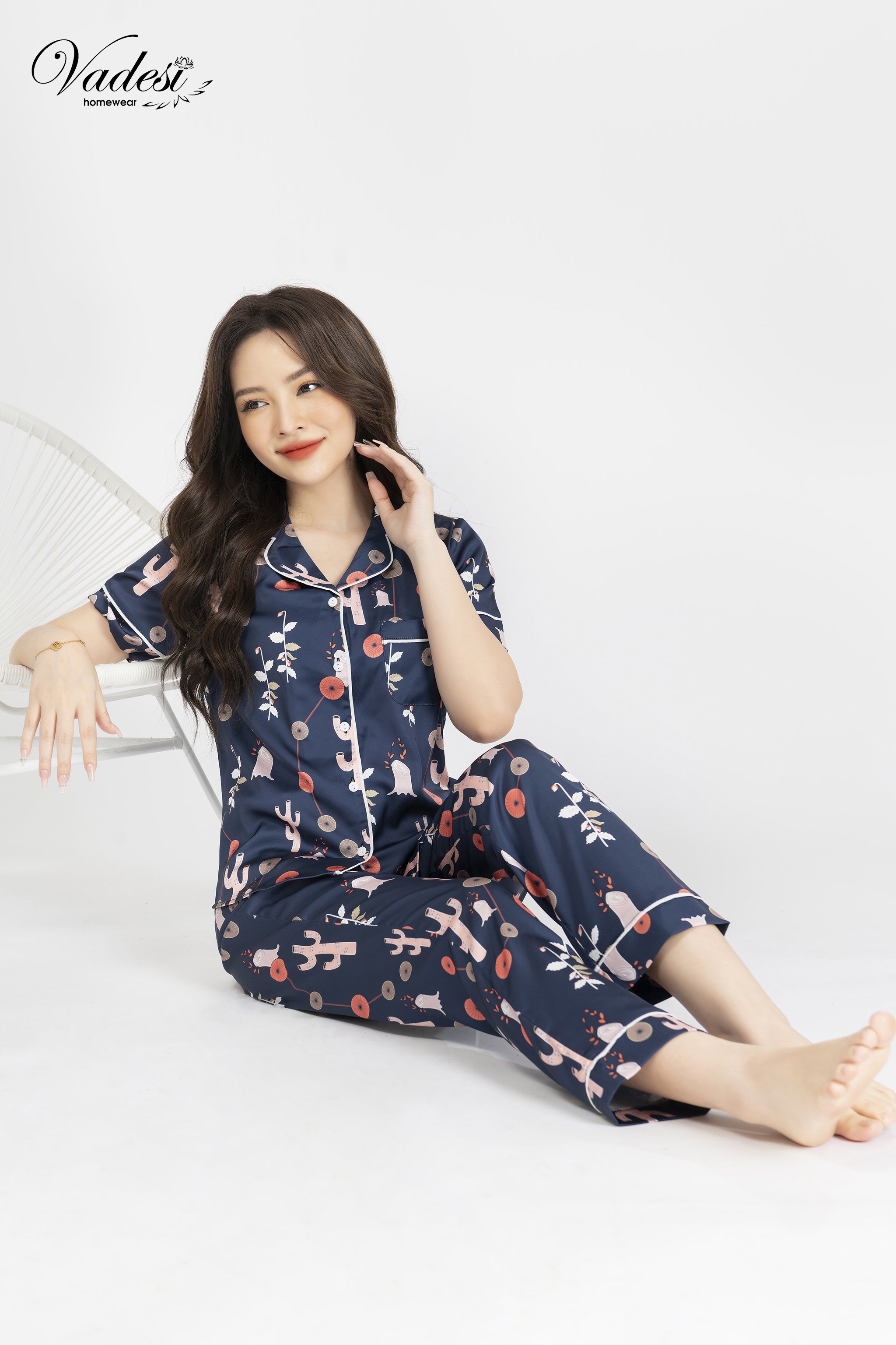 Đồ Bộ Pijama VADESI Lụa Tơ Hàn Cao Cấp Mềm Mại Nhiều Họa Tiết Mặt Nhà Sang Đẹp
