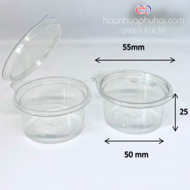  combo 100 hộp nhựa đựng nước sốt nước chấm muối nắp liền 60ml 2oz 