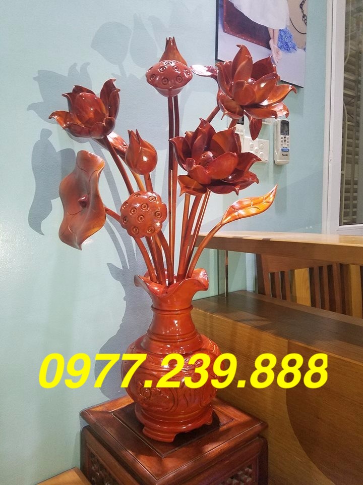 Hoa Sen gỗ hương 1 bình