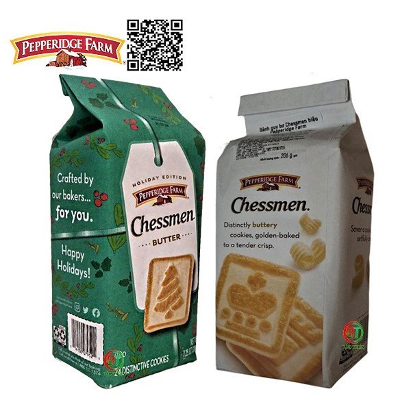 HSD 5 2024 Bánh quy bơ Chessmen hiệu Pepperdge Farm nhập khẩu Mĩ gói 206g