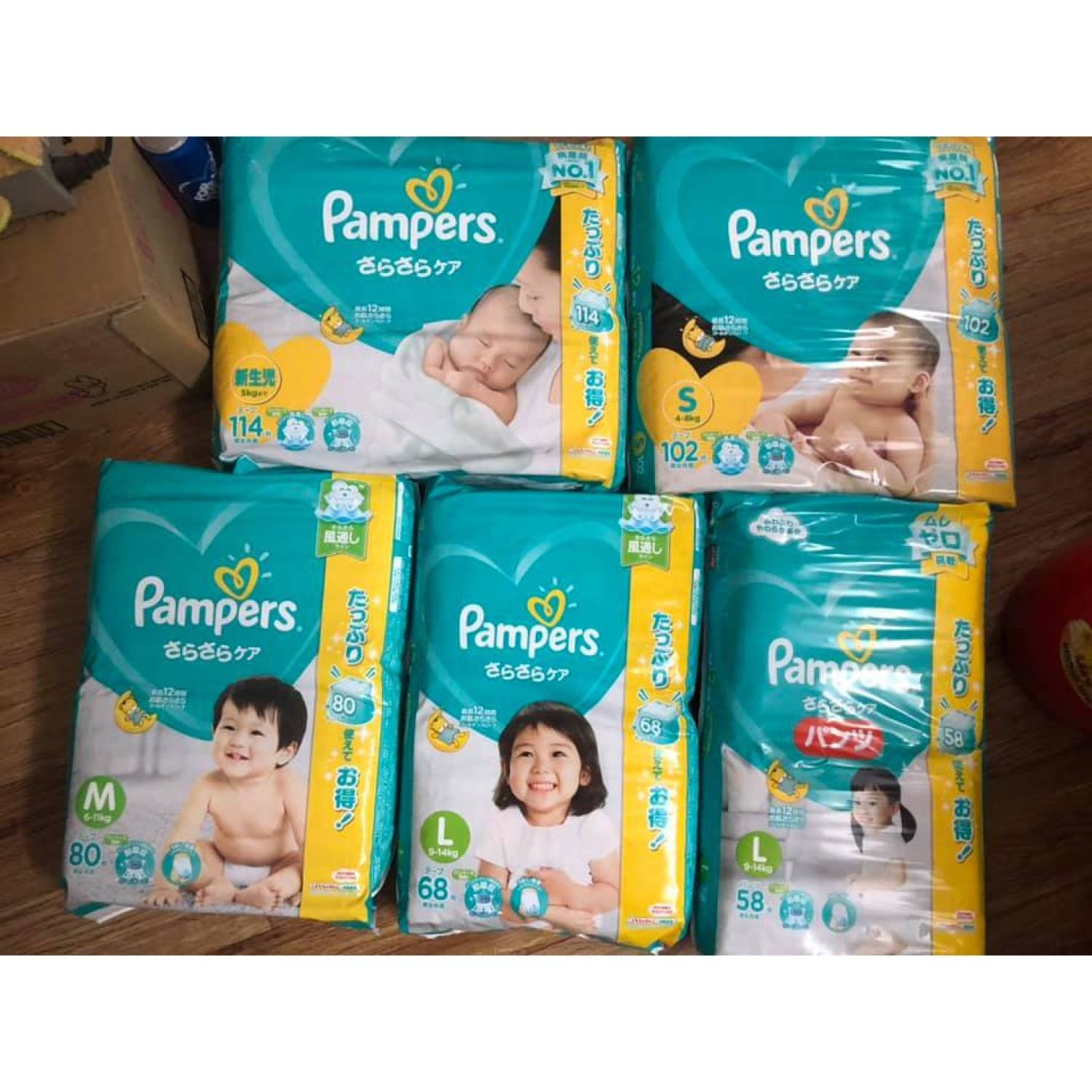 Bỉm Pampers nội địa Nhật dán/quần đủ size NB114, S104, M80, L68, XL50, XXL32