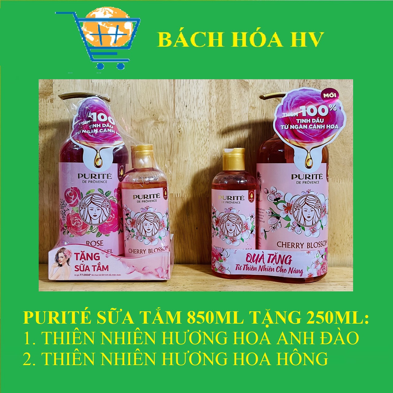 Purité sữa tắm hương hoa thiên nhiên 850ml tặng 250ml - bach hoa hv