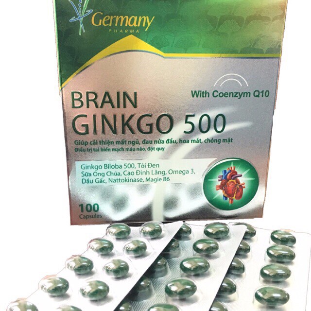 BRAIN Ginkgo 500 Giúp hoạt huyết tăng cường lưu thông máu
