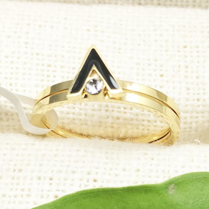 Bộ 2 nhẫn chữ v titan ko rỉ tt 2012