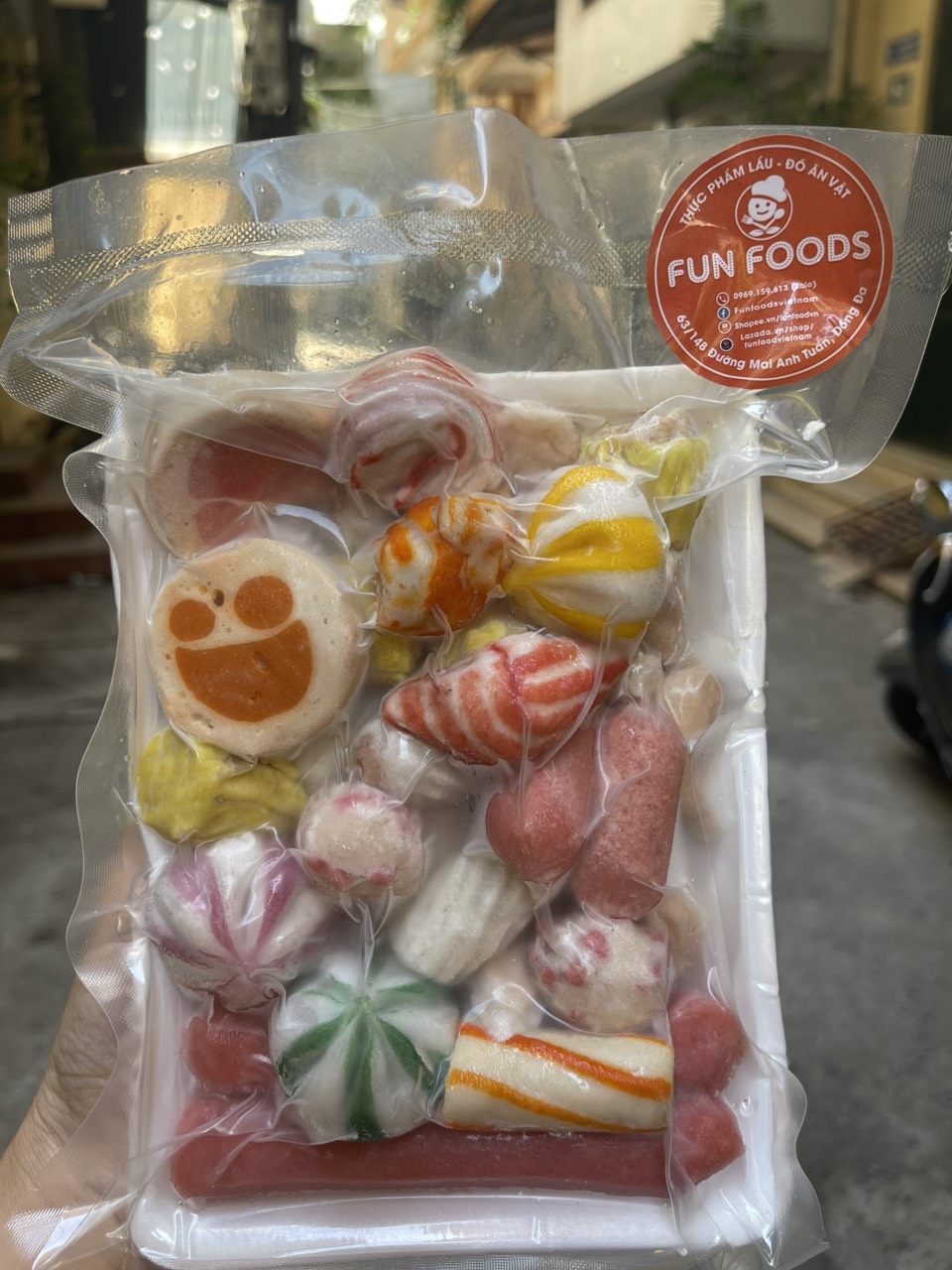 Sét viên chiên Trung mix nhiều vị 500g, há cảo tam giác, sò điệp, chả mực, xúc xích