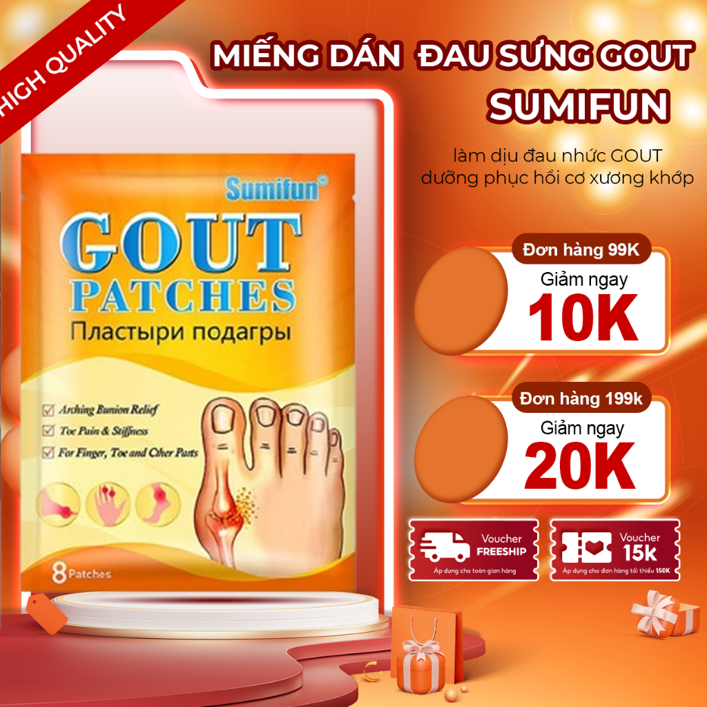 Miếng Dán Thảo Dược Gout Patches Nga - Miếng Giảm Sưng Đau Gút Gout Patches, Xẹp Tophi, Cứng Khớp, B