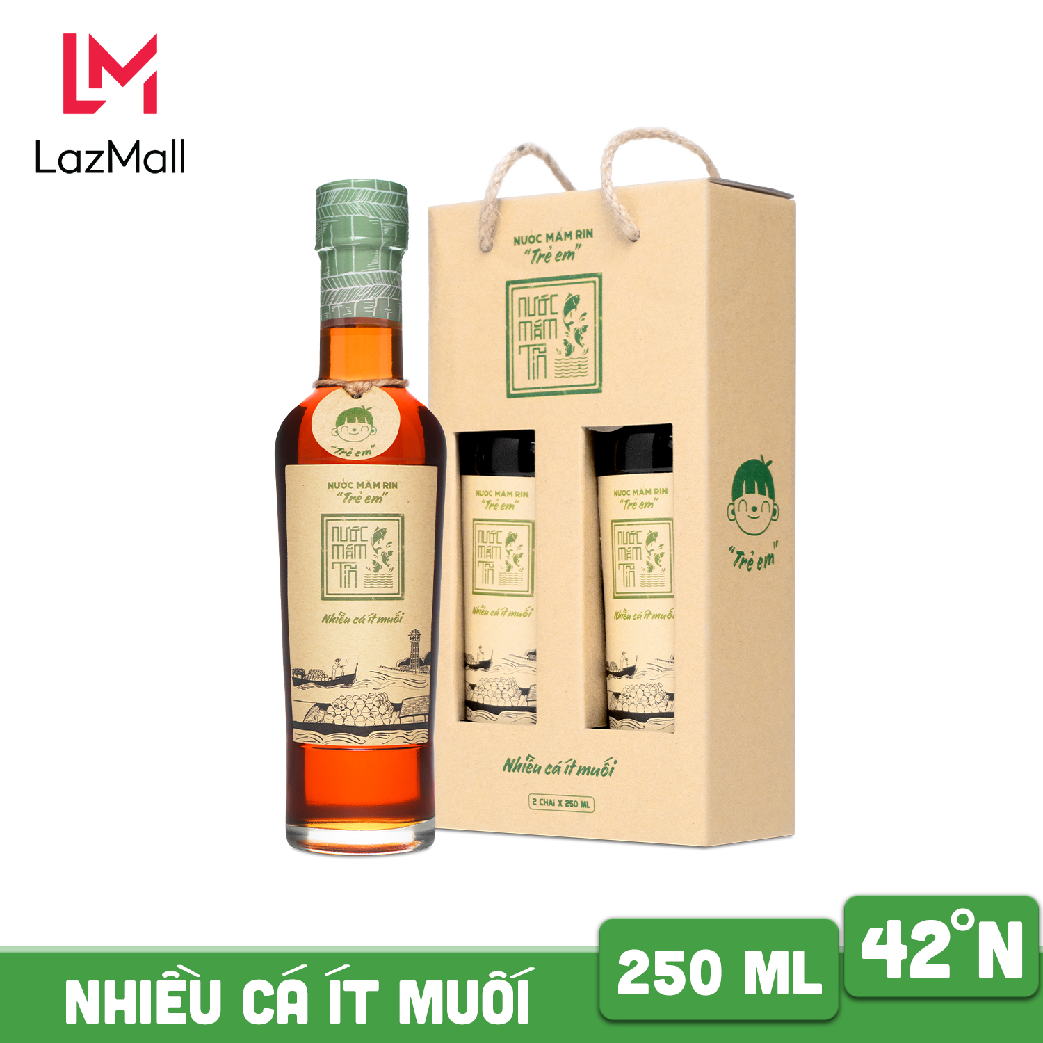 Cặp 2 chai nước mắm Tĩn Trẻ Em Cho Bé Ăn Dặm 42N đạm 250ml rin nguyên chất truyền thống sạch an toàn cho bé không chất bảo quản