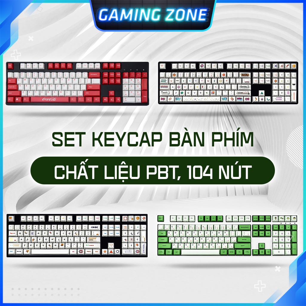 Keycap bàn phím cơ Matcha/Memphis/Cocacola nhựa PBT 104 phím siêu đẹp