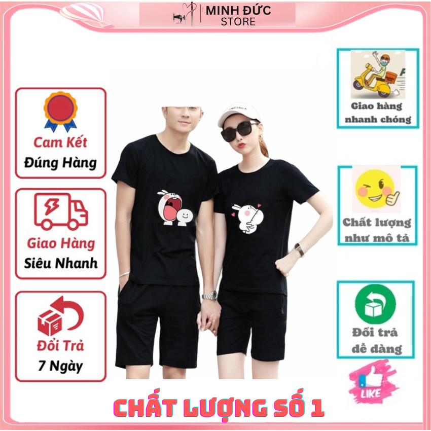 Áo đôi nam nữ tt05, áo đôi phông rộng in thỏ gặm ý nghĩa, vải cotton thun thoáng mát in hình dễ thương