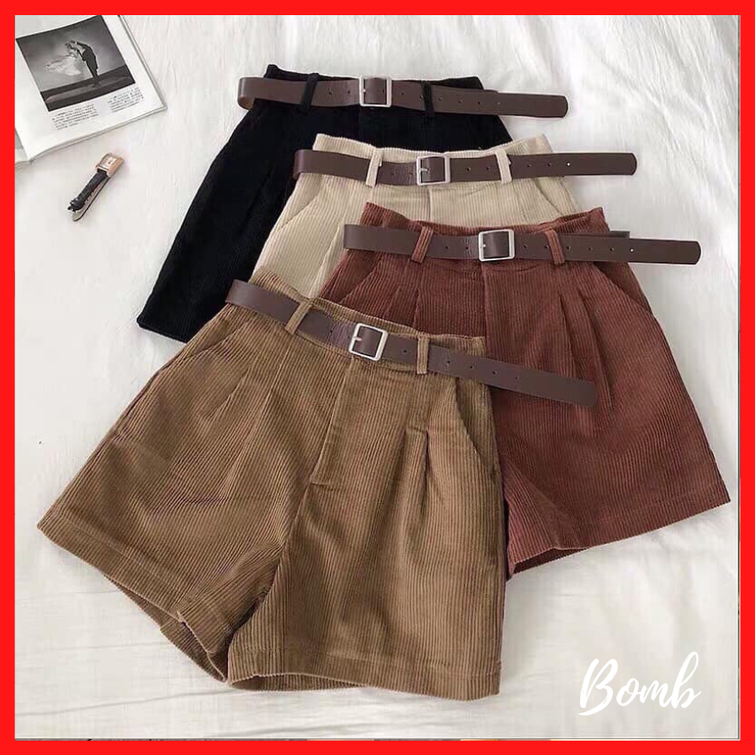 Sale hot! Quần Short nữ Lưng Cao Vải Nhung Thời Trang Cá Tính cực hot hit