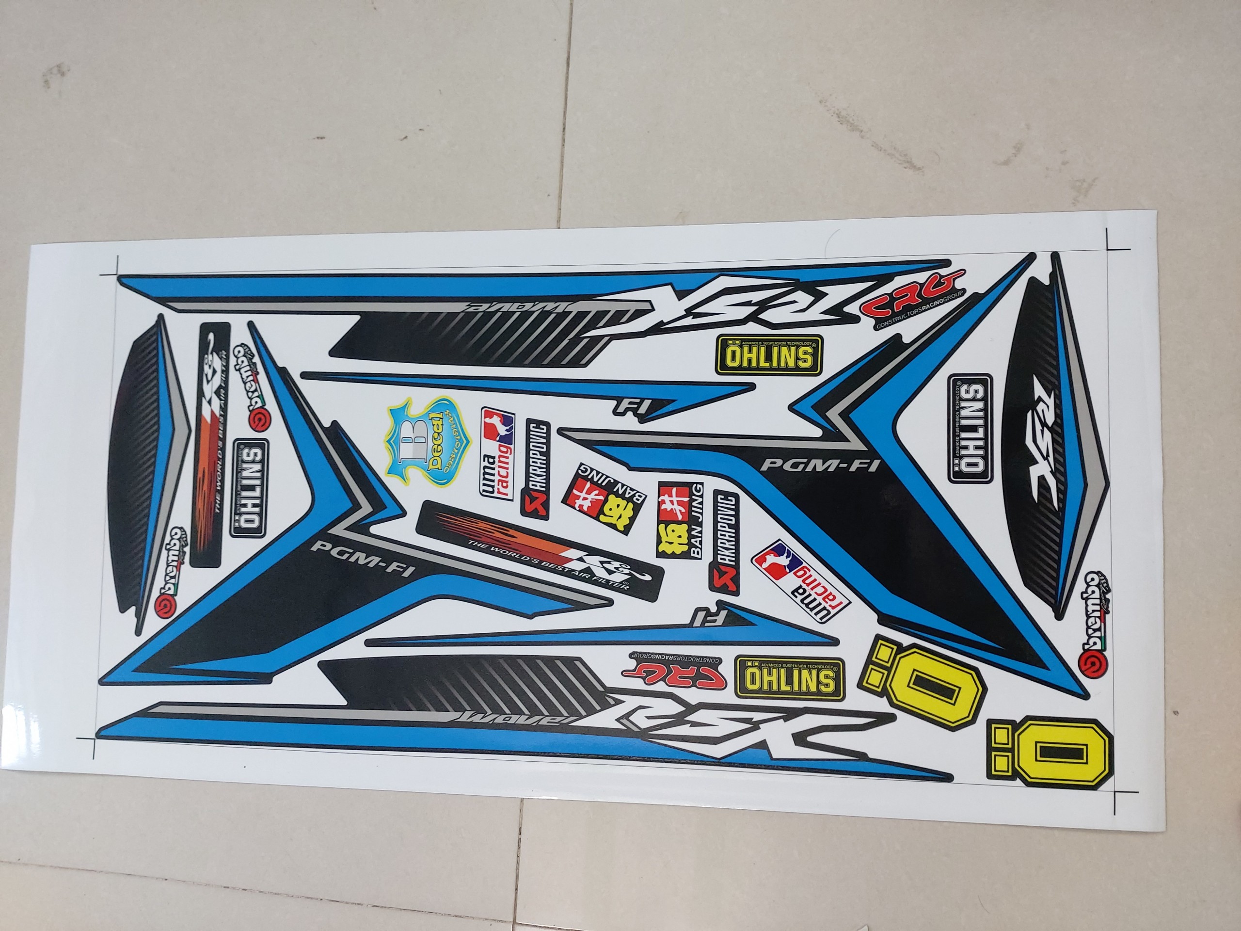 [HCM]Tem xe wave rsx fi sọc xanh đen