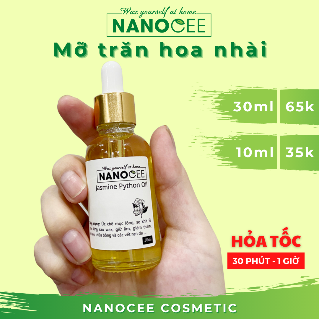 Mở trăn triệt lông hoa nhài siêu thơm, serum mỡ trăn giúp triệt lông nách, ria mép, lông bikini, wax lông chân - nanocee