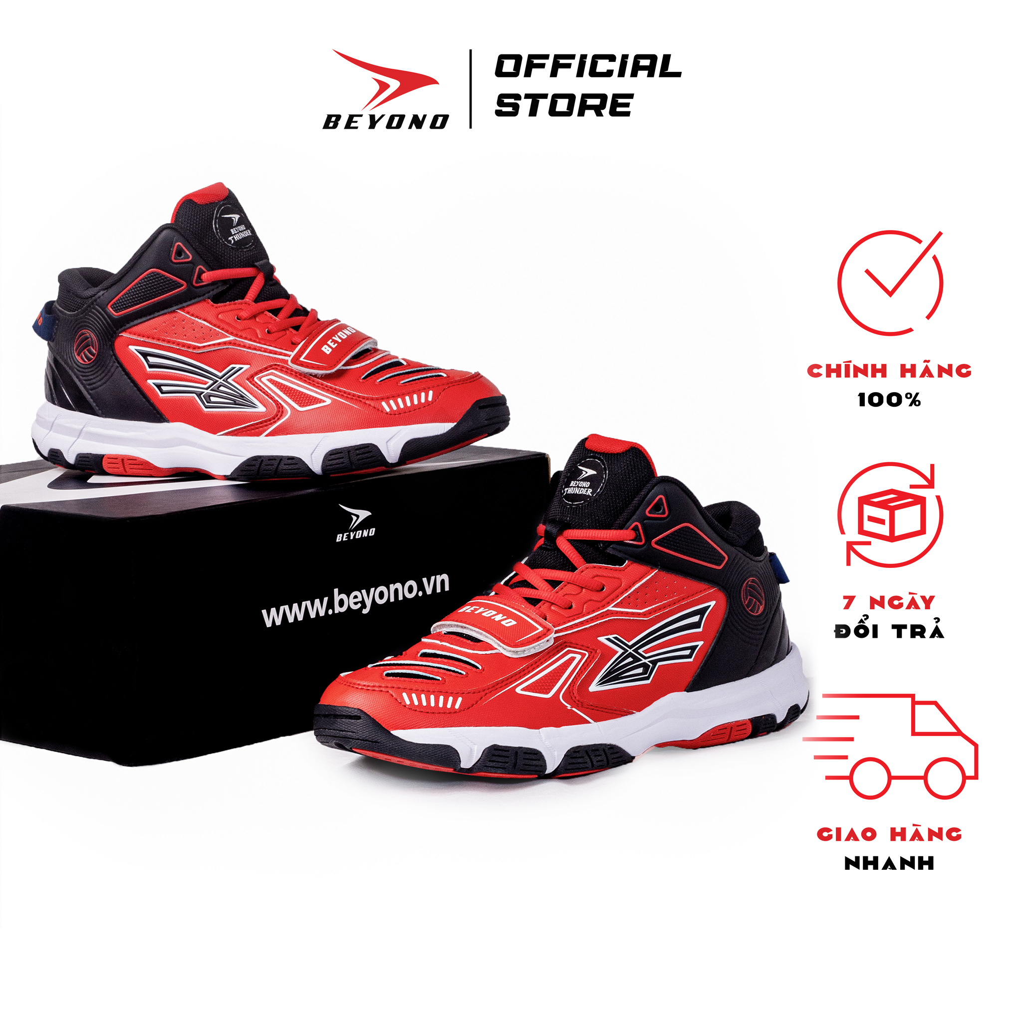 Giày thể thao bóng chuyền Nam Nữ Beyono Thunder Red Black