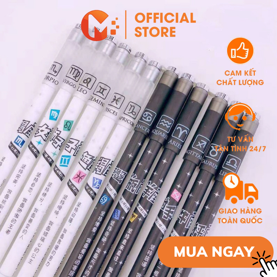 Bút Quay Nghệ Thuật Phát Sáng Mod Nam Châm Gập Đôi Led Tự Đổi Màu 12 Chòm Sao Cung Hoàng Đạo có đèn quay tay led Mikatek