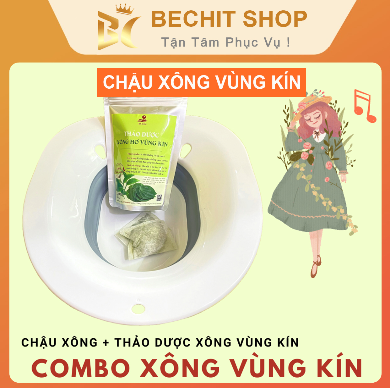 Chậu xông, bô xông, bồn xông vùng kín sau sinh, chậu xông gấp gọn, chậu xông vùng | shop bechit