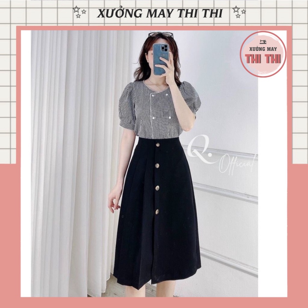 Chân Váy dáng dài xếp ly chân váy midi cạp cao siêu xinh chất dày dặn V86(có ảnh thật)