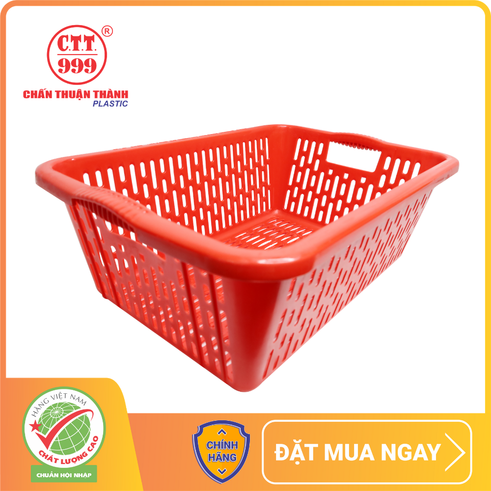 Rổ nhựa chữ nhật có quai 52 x 37 x 18 cm Chấn Thuận Thành đựng đồ, đựng thực phẩm, rau củ, đa năng tiện dụng, hàng Việt Nam chất lượng cao (RCN53520-Q)