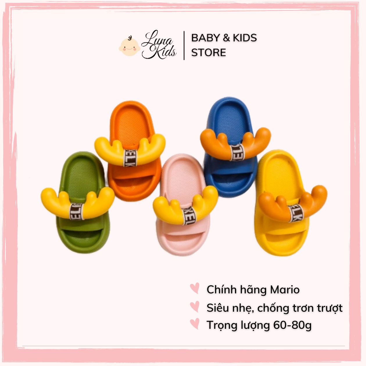 Dép sừng Cheerful Mario cho bé, bé trai, bé gái, trẻ em