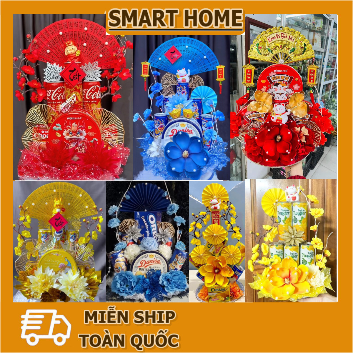Set phụ kiện làm tháp bánh, tháp nước ngọt, trang trí oản, set hoa tết, tặng kèm keo nến