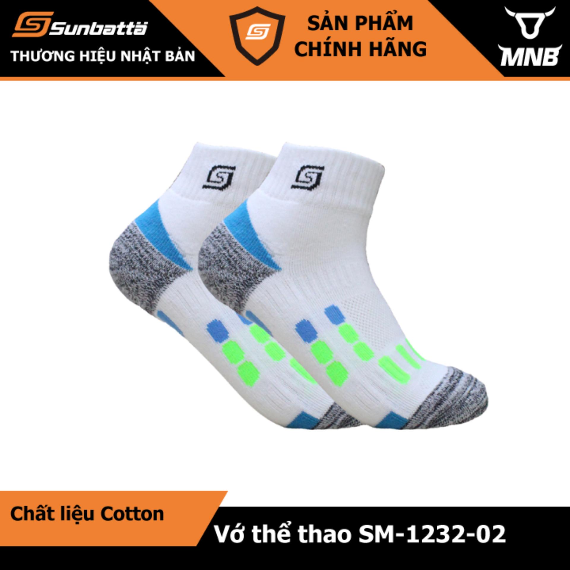 Combo 2 đôi tất thể thao sunbatta-nhật bản sm-1232-02 trắng