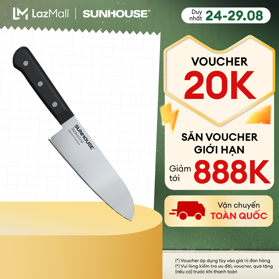 Dao Làm Bếp SUNHOUSE KS-KN165KS - Lưỡi dao thép chống gỉ - Độ bền cao - An toàn sức khỏe