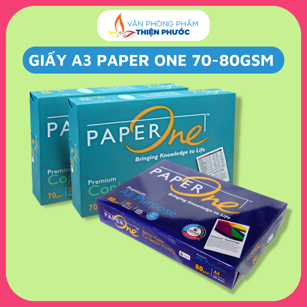 Giấy a3 paper one 70gsm 80gsm 500 tờ thiện phước