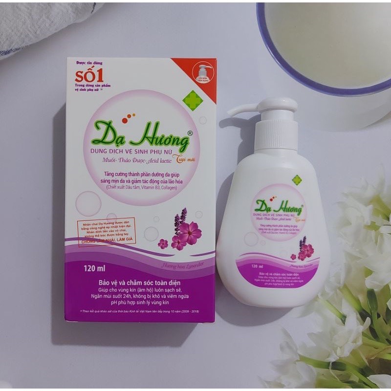Dung dịch vệ sinh phụ nữ DẠ HƯƠNG chai vòi 120ml màu tím hương Lavander