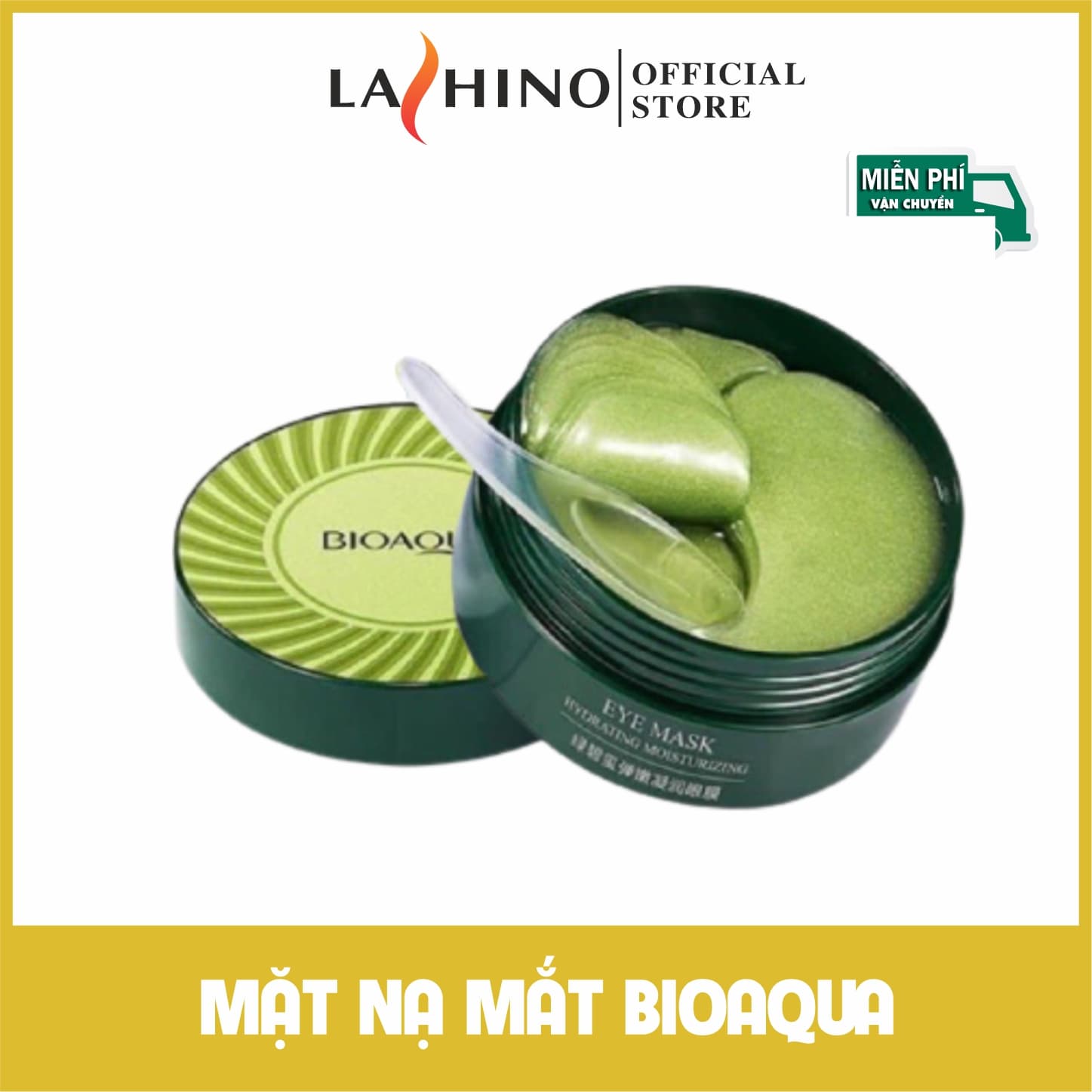 Mặt nạ mắt Bioaqua tảo biển hộp 60 miếng LASHINO giảm thâm quầng và bọng mắt