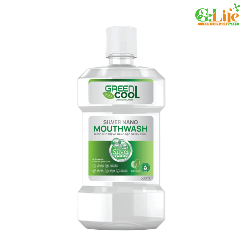 Nước súc miệng nano bạc sát khuẩn, nước súc miệng trị hôi miệng green cool - hương bạc hà 500ml