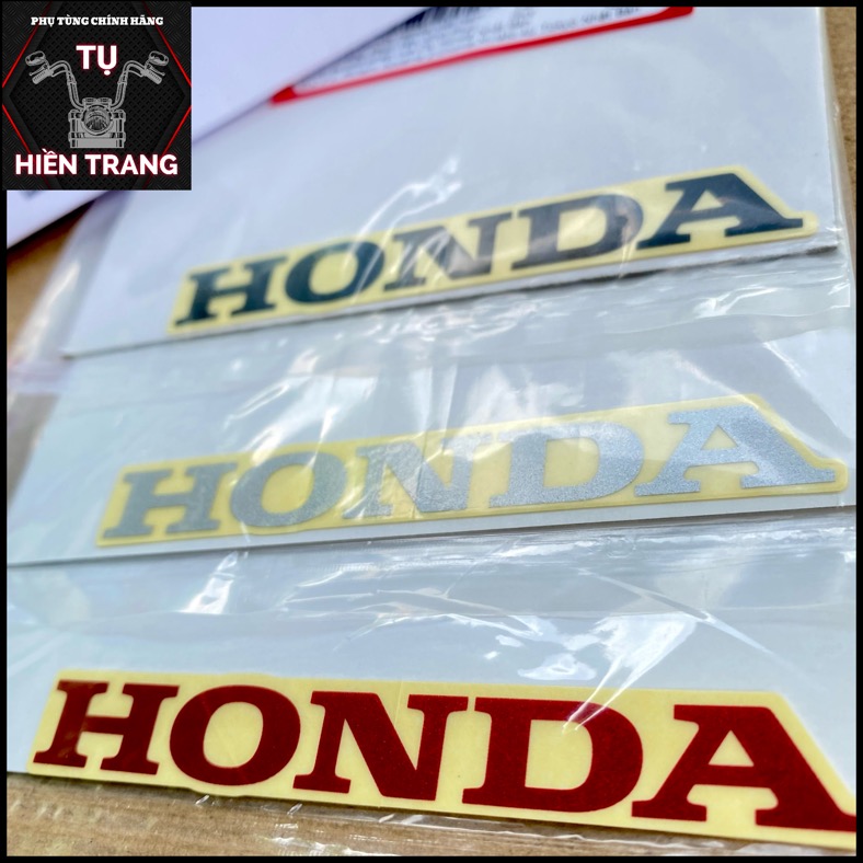TEM CHỮ HONDA MÀU ĐỎ/ĐEN/BẠC NỀN TRONG 85mm CHÍNH HÃNG HONDA