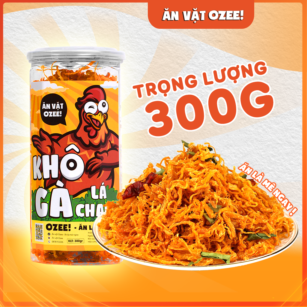 Khô gà lá chanh hộp 300g siêu ngon Ozee - Ăn là mê ngay