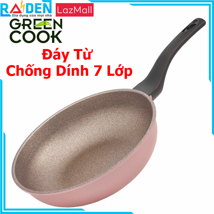 Chảo đúc chống dính đáy từ 7 lớp vân đá sâu lòng Green Cook GCP05 công nghệ Hàn Quốc dùng cho mọi loại bếp-hàng chính hãng