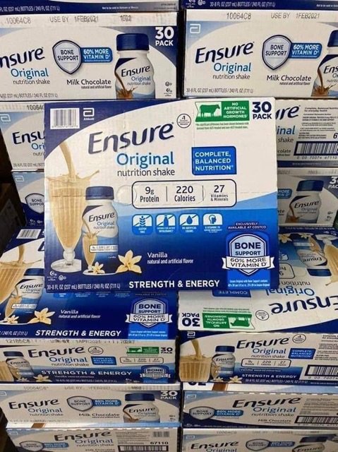 [Date 2024]Thùng 30 chai Sữa Nước Ensure Original Nutrition Powder chai 237ml