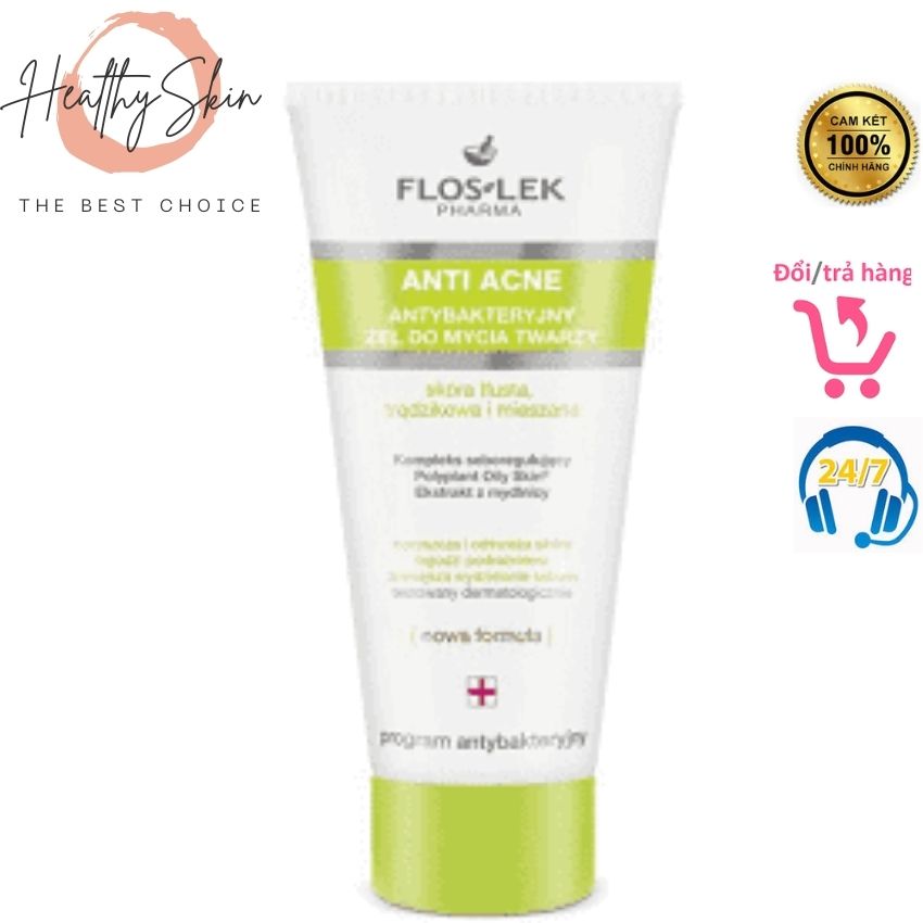 Sữa rửa mặt Floslek Anti Acne Bacterial Face Cleansing Gel 200ml - SRM diệt khuẩn cho da mụn