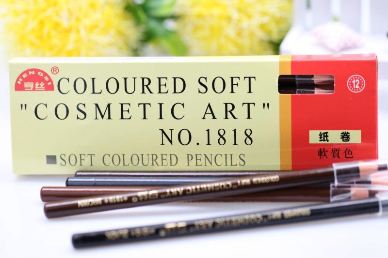 Hộp 12 cây Chì xé kẻ mày Coloured Soft Cosmetic Art No.1818 Chì Bóc nội địa Trung
