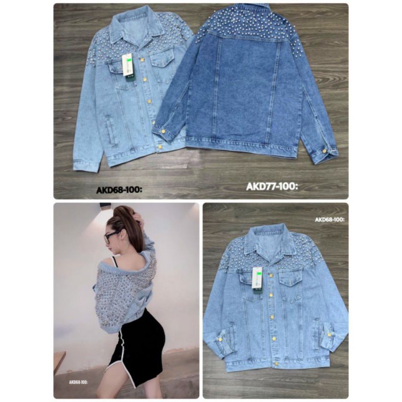 Áo khoác jean đính cườm Bigsize dưới 85 ký