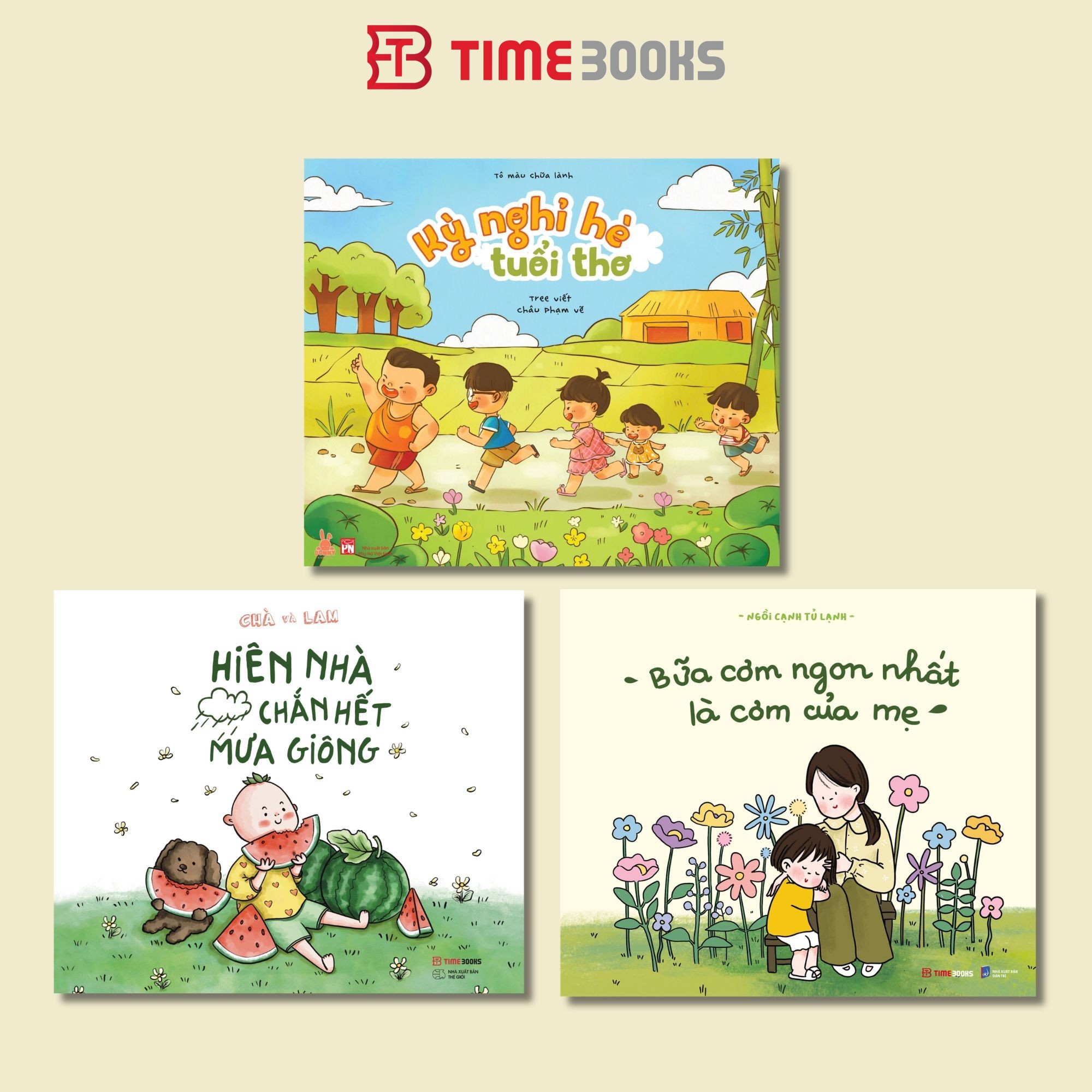 Combo 3 cuốn tô màu Kỳ Nghỉ Hè Tuổi Thơ + Hiên Nhà Chắn Hết Mưa Giông + Bữa Cơm Ngon Nhất Là Cơm Của Mẹ