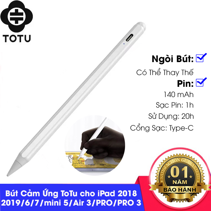 Bút cảm ứng totu cho ipad 2018-2019/6/7/mini 5/air 3/pro/pro 3