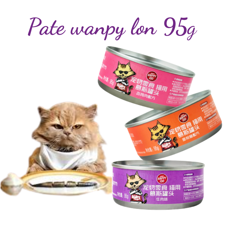 Pate cho mèo Happy100 lon 95g, 3 vị thơm ngon
