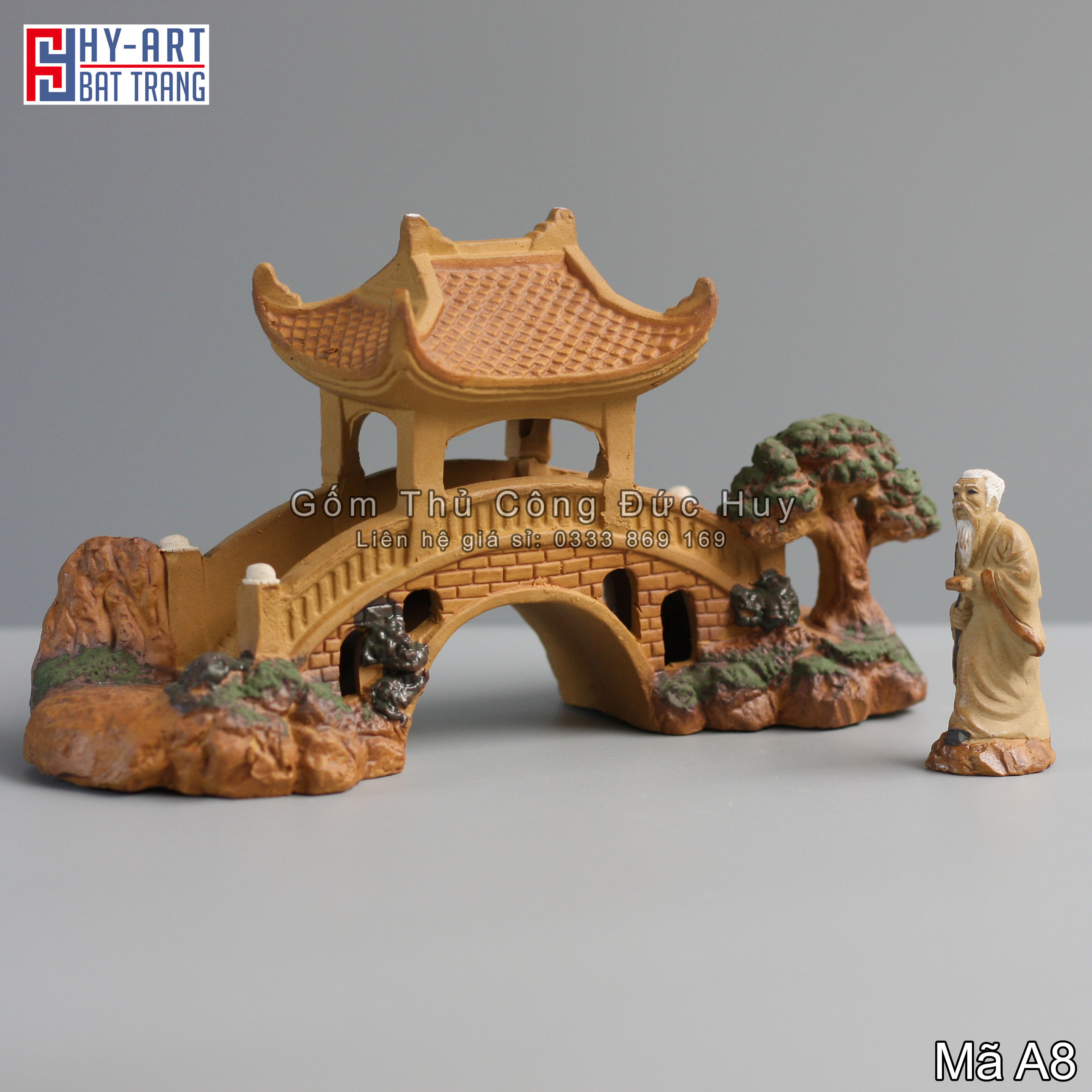 Mô Hình Gốm Cầu Kiều 20cm - Trang Trí Hòn Non Bộ - Tiểu Cảnh - Bể Cá