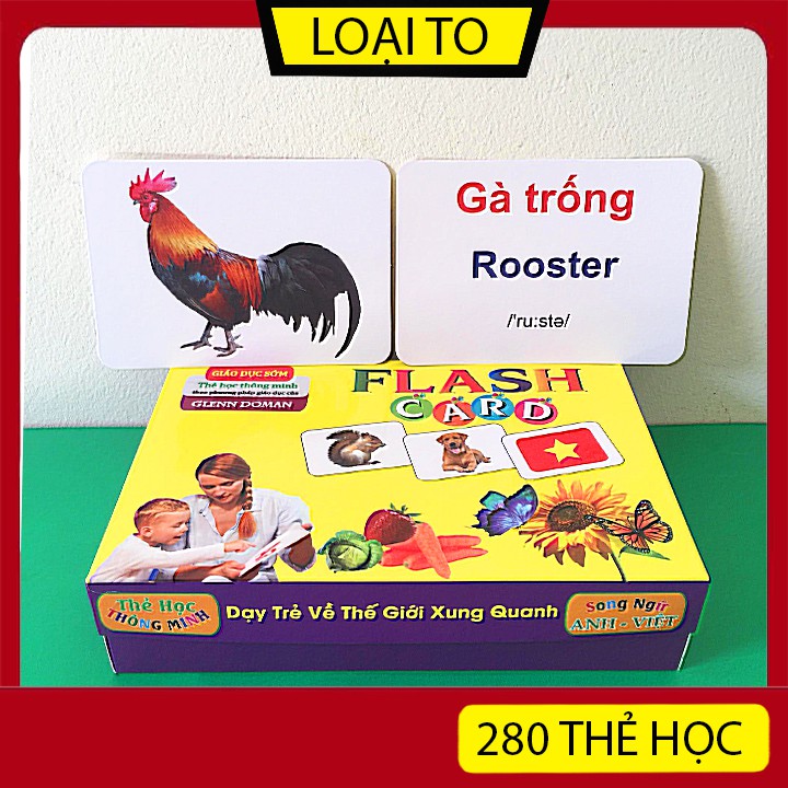 THẺ HỌC THÔNG MINH SONG NGỮ 15 CHỦ ĐỀ 280 THẺ- FLASH CARD THỂ GIỚI XUNG QUANH