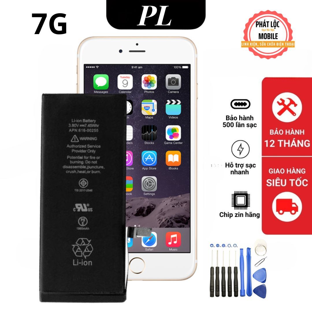 Pin ip7 tiêu chuẩn, dung lượng 1960mah, bảo hành 12 tháng 1 đổi 1