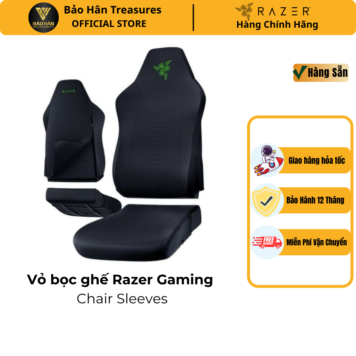 Vỏ bọc ghế gaming Chair Sleeves Razer Iskur V2X Chất Vải Mềm Mại | Độ Bền Cao - Hàng Chính Hãng