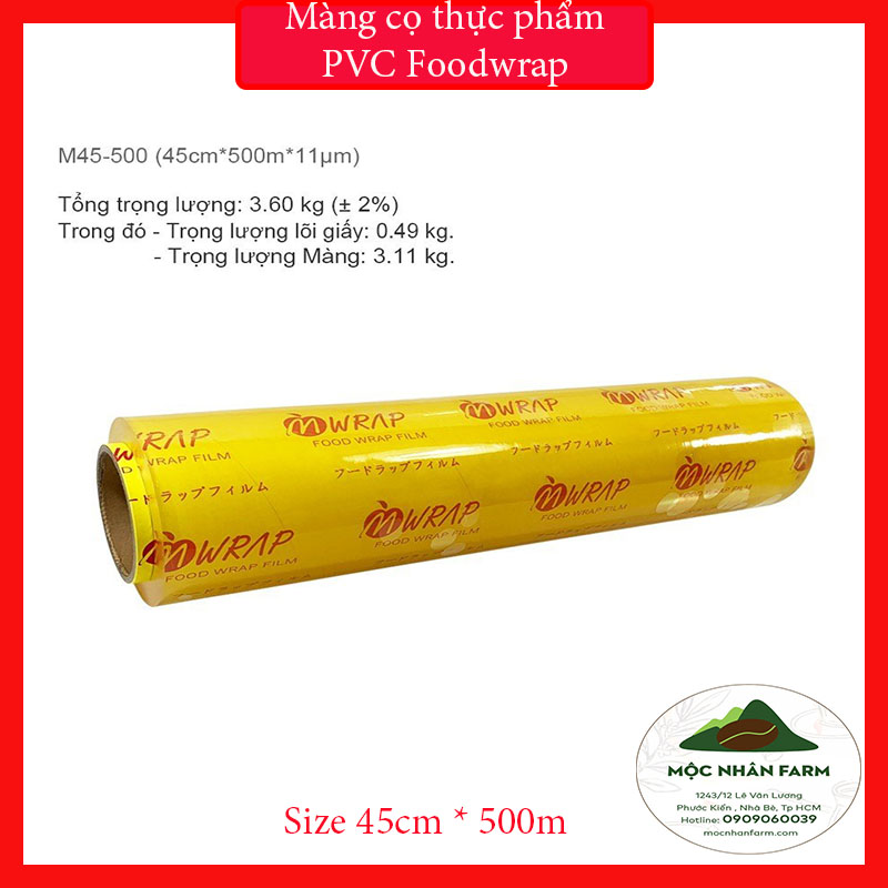 Màng bọc thực phẩm pvc food wrap size 30/45cm * 500m - mộc nhân farm